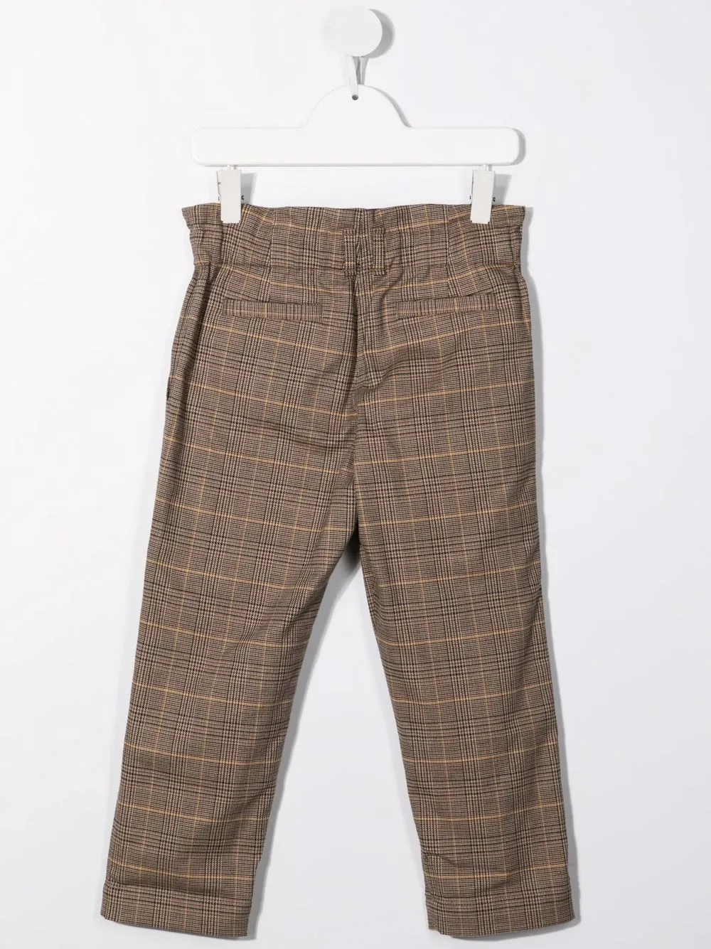Прямые брюки в клетку Brunello Cucinelli Kids, коричневый — фото 2