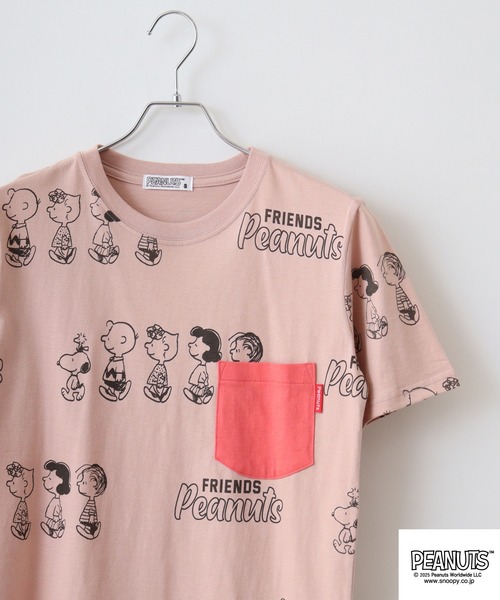 

Футболка с вышивкой и принтом PEANUTS, розовый