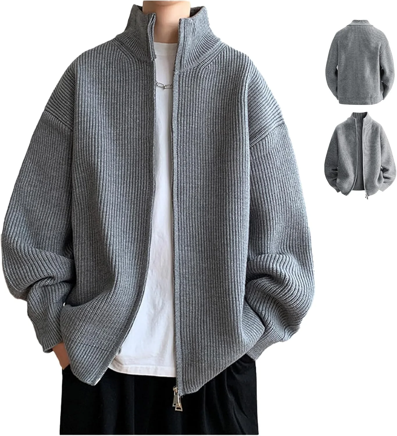 

Мужской кардиган с молнией и воротником стойкой GHTRHSB