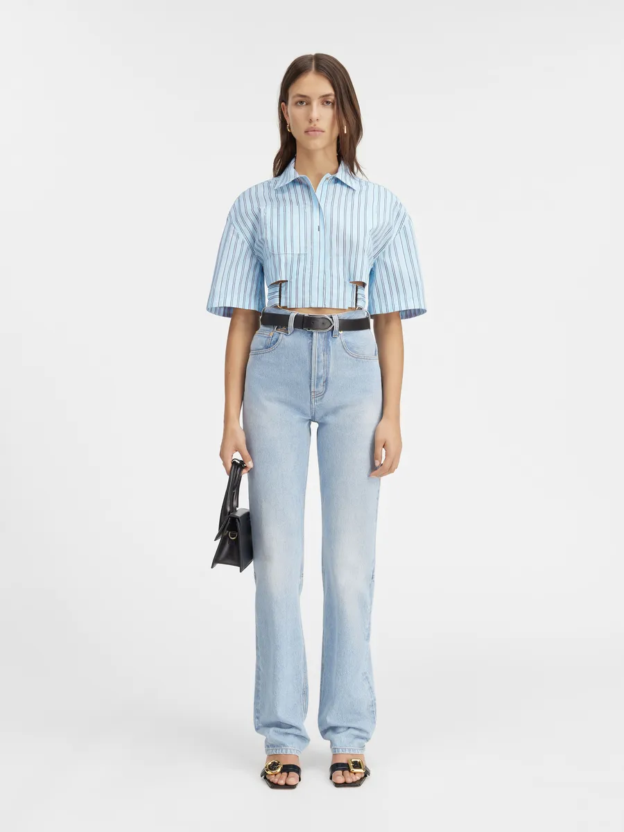 

Укороченная рубашка с поясом La Bari Jacquemus, синяя полоска