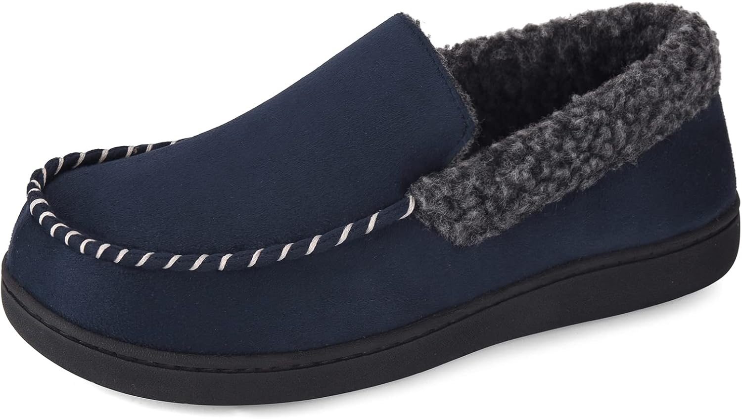 

Мужские мокасины VONMAY с мехом, теплые домашние тапочки с флисом и стелькой из пены с эффектом памяти, для дома и улицы, темно-синий