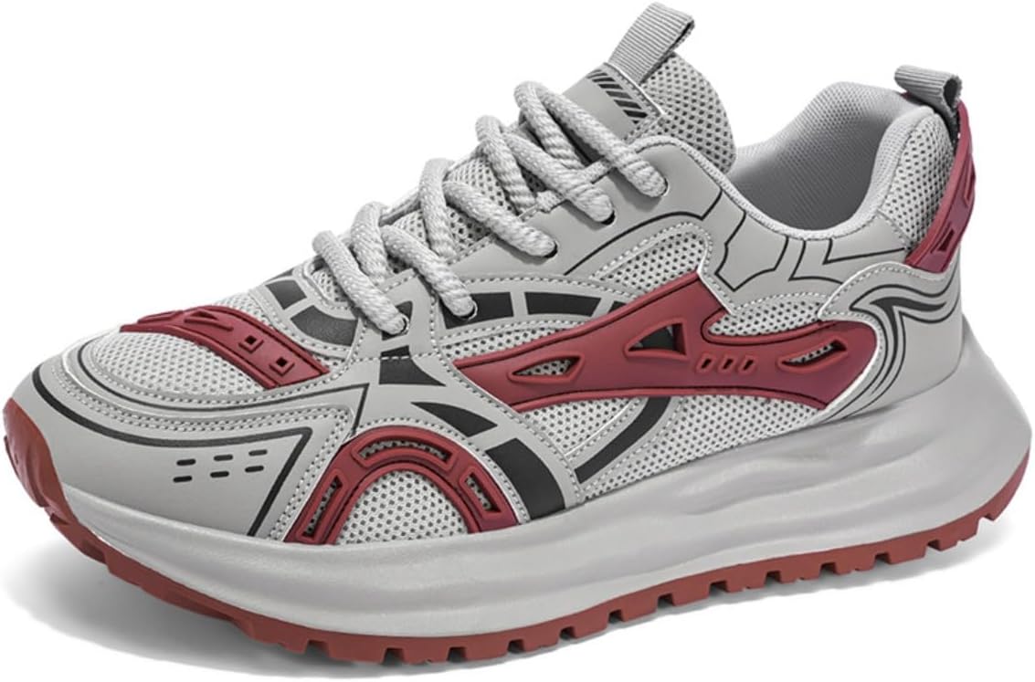 

Модные дышащие беговые кроссовки для мужчин, легкая спортивная обувь для улицы с амортизирующей подошвой и футуристичным цветовым дизайном Ctkvbmeoi, красный