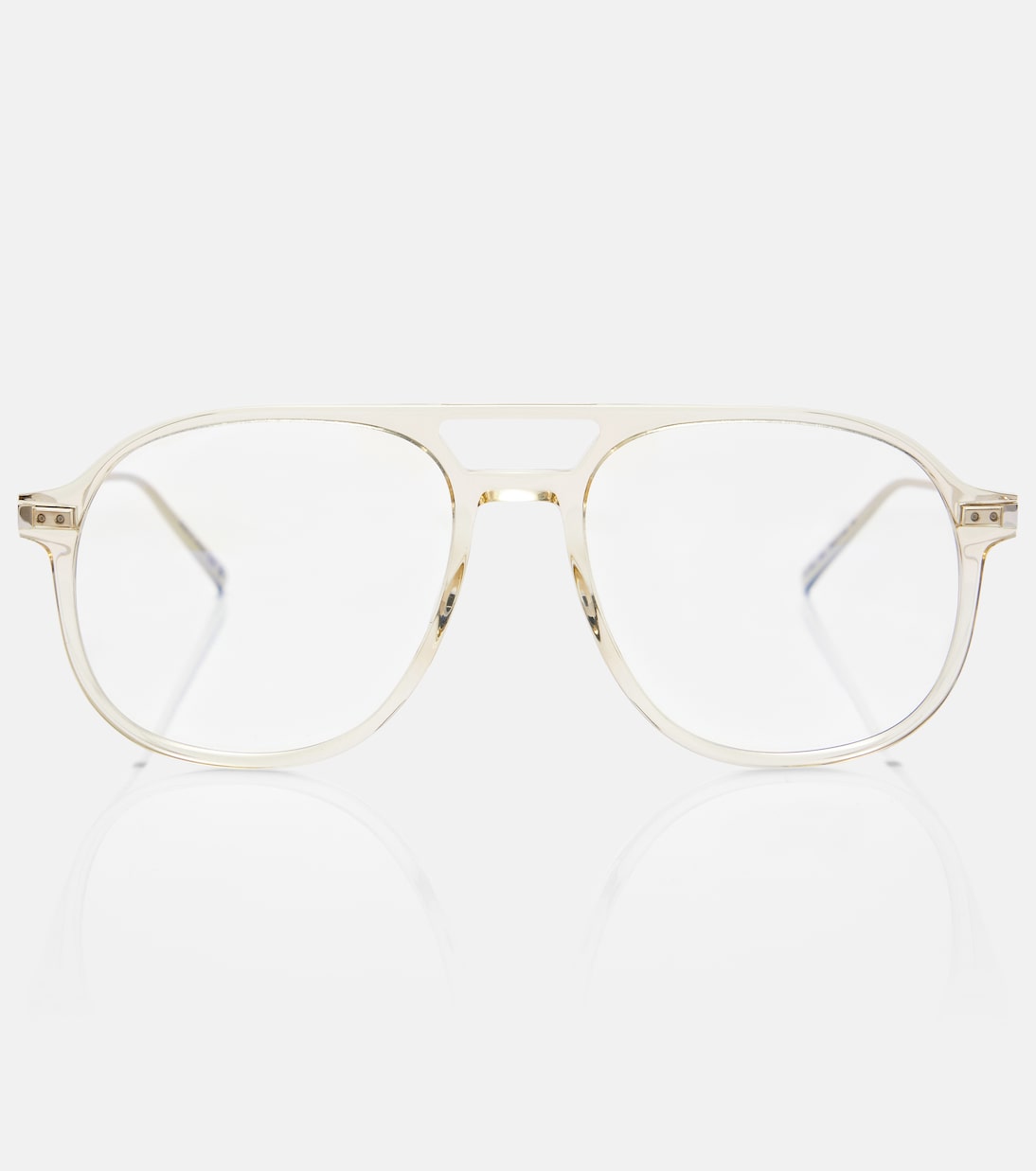 

Ультралегкие авиаторские очки Saint Laurent, Beige-Silver-Transparent