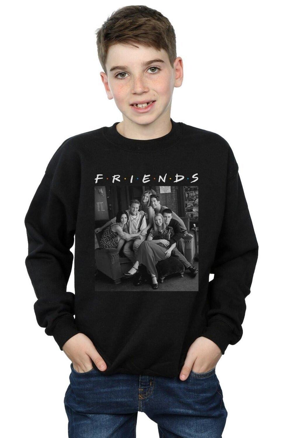 

Черно-белый свитшот с фото Friends, черный