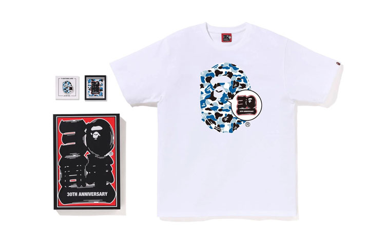 Bape Store Шэньян Футболка с головой примата к 30-летию Bape A BATHING APE, белый-подарочный набор — фото 4