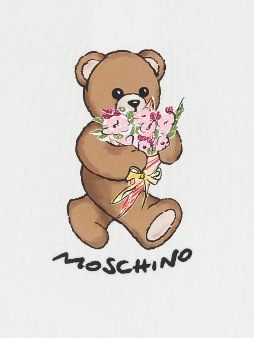 Платье с рукавами-воланами и принтом в виде плюшевого мишки Moschino Kids, белый — фото 3