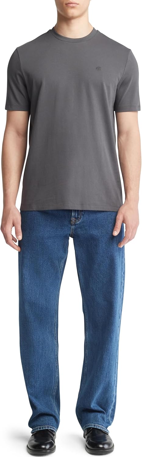 Мужская футболка Calvin Klein из гладкого хлопка с круглым вырезом, Forged Iron — фото 4