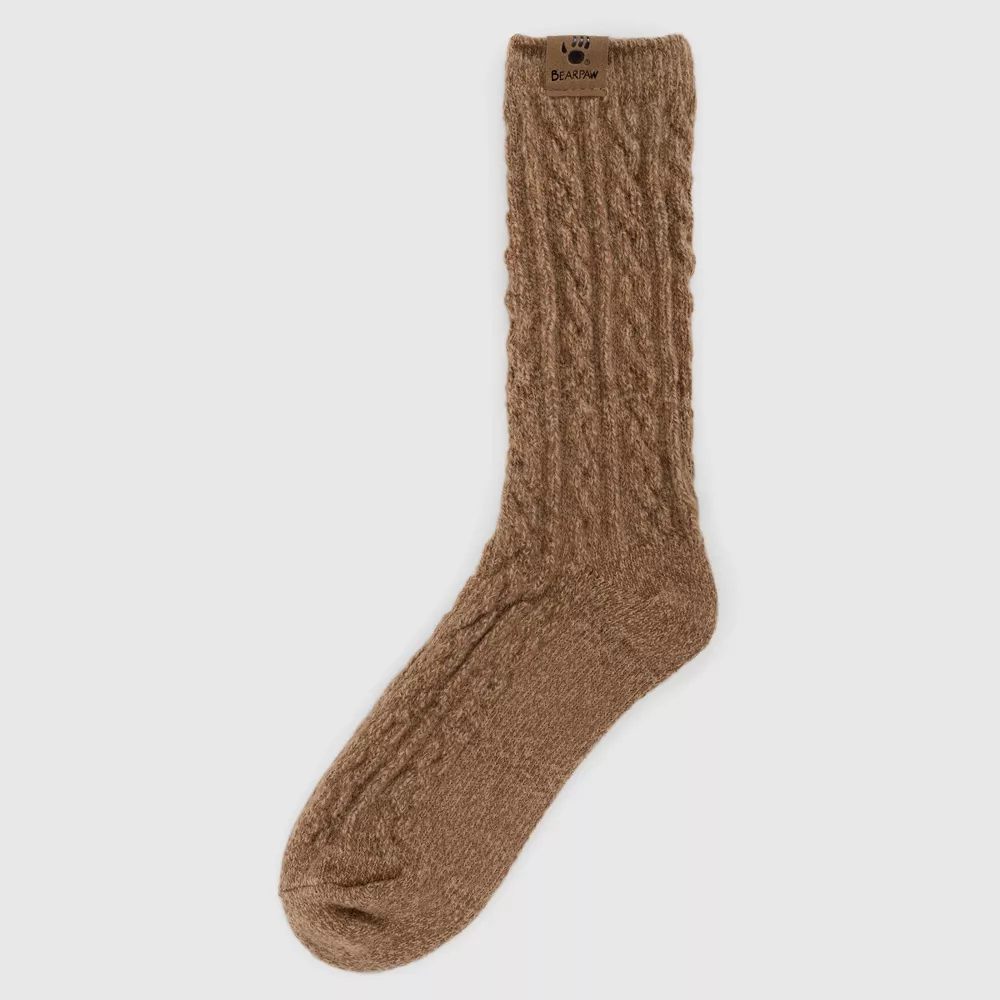 

Женские жаккардовые носки Bearpaw Cable Crew Bear Paw, цвет Dark Brown