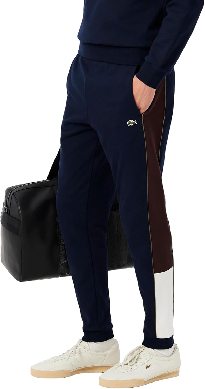 Lacoste мужские флисовые спортивные штаны с зауженным низом, Navy Blue/Flour/Red Vermouth — фото 2