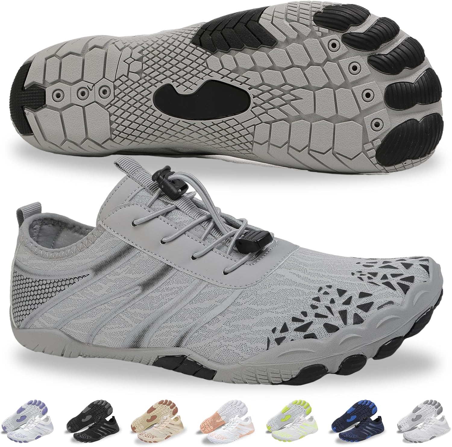 

Кроссовки для походов для женщин и мужчин - быстро сохнущие, с широкой носочной частью, для пляжа, плавания, спортивные кроссовки Ieirye, серый