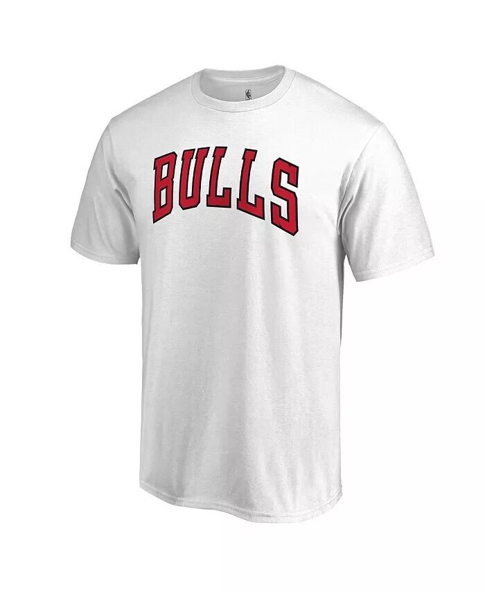 

Мужская белая футболка с основным текстовым знаком Chicago Bulls Fanatics
