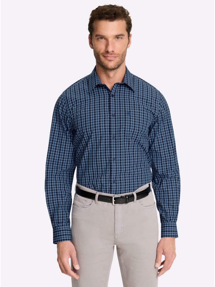 

Рубашка с длинными рукавами из темно-синего и джинсового клетчатого материала. WITT WEIDEN