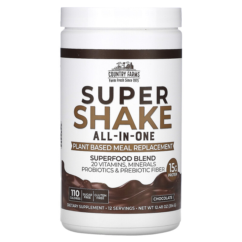 

Country Farms, Super Shake, универсальное средство, с шоколадом, 354 г (12,48 унции)
