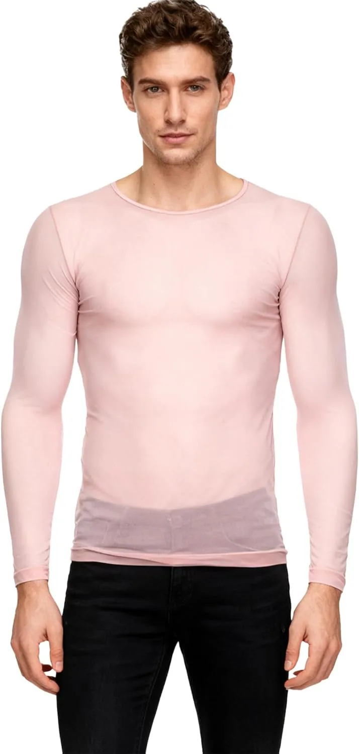 

Мужская футболка Sheer Mesh с длинным рукавом и круглым вырезом Lpdshaa