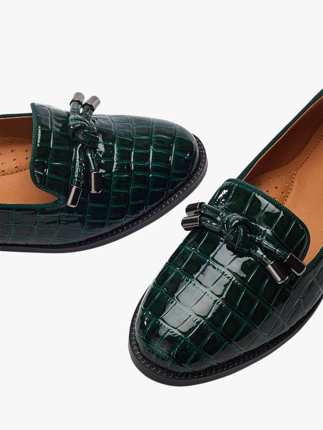 Fillipa Patent Mocc Croc Loafers с узлом и кисточкой Moda in Pelle, Green — фото 3