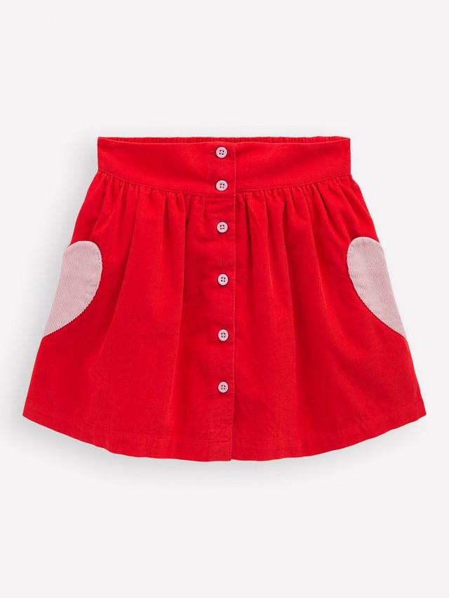 

Детская хлопковая юбка с аппликацией на пуговицах Mini Boden, Red Hearts