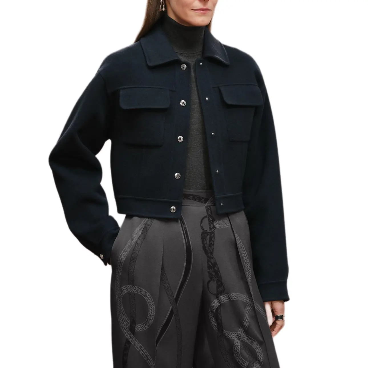 HERMES Куртка FW25 женская сине-черная, Blue Black — фото 3