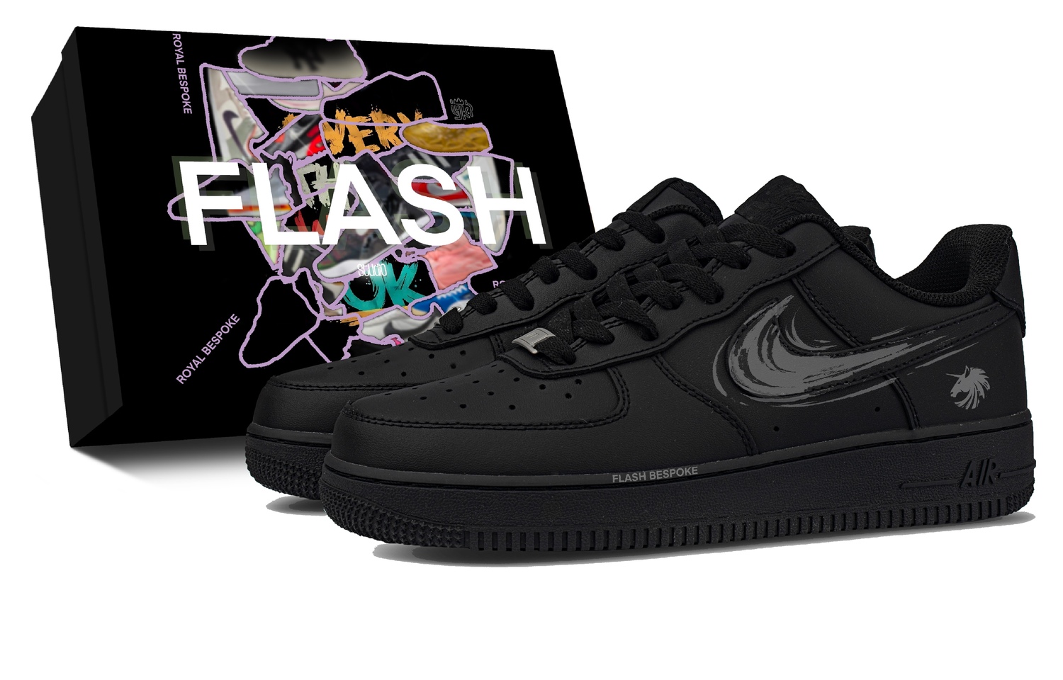 

Nike Air Force 1 Floating Ink, в комплекте с коробкой, кожаные, устойчивые к истиранию, низкие кроссовки для скейтбординга, унисекс, черный серый