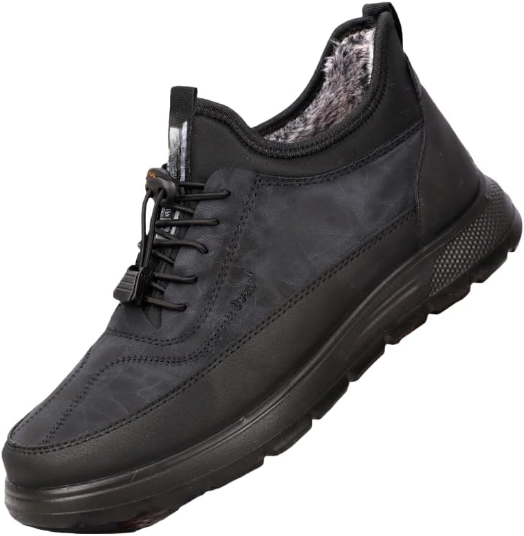 

Мужские зимние ботинки для снега с хлопковой подкладкой, на застежке слипоны, повседневные теплые кроссовки для прогулок и дома Hhhchpm, черный