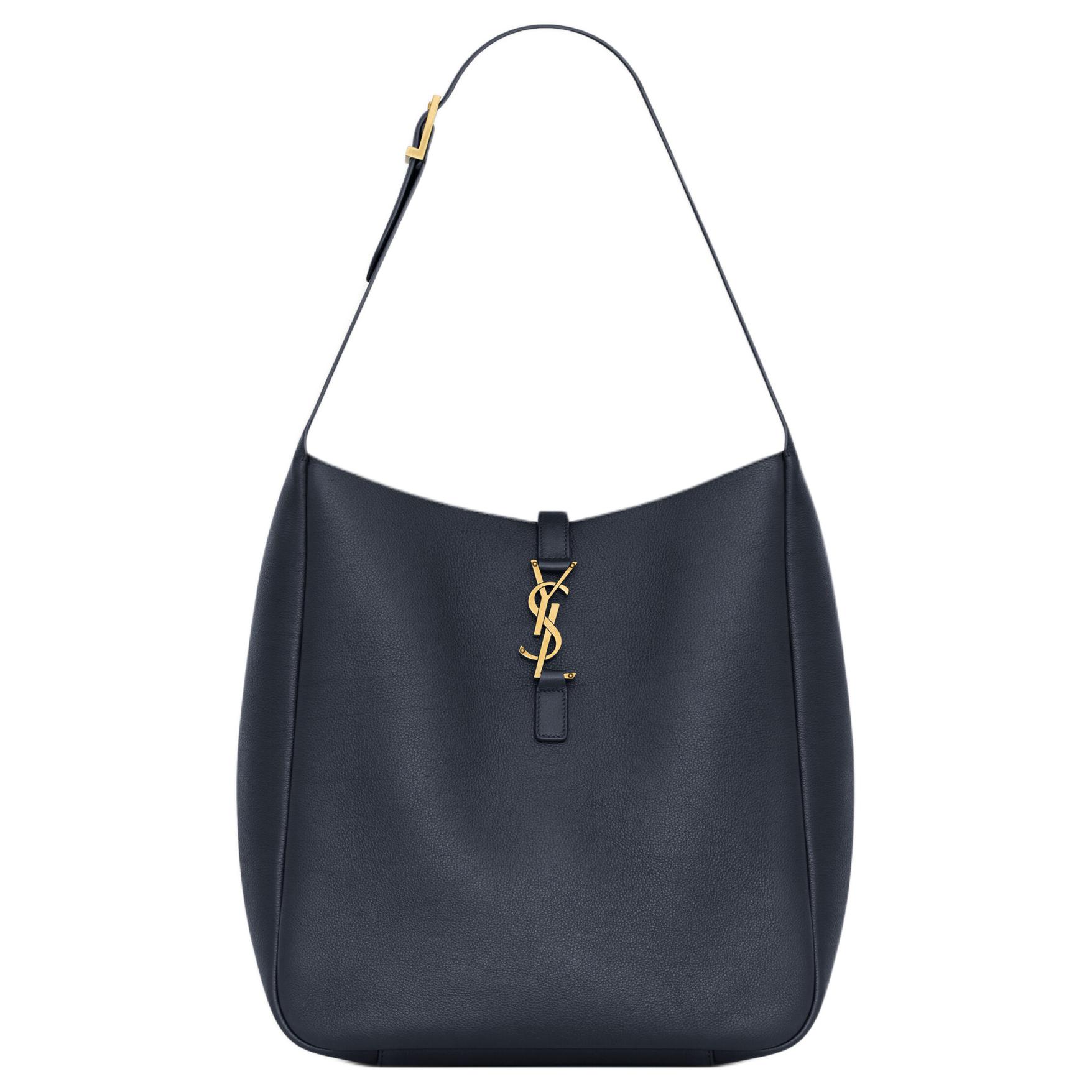 

SAINT LAURENT Кожаная сумка через плечо большого размера женская морская синяя