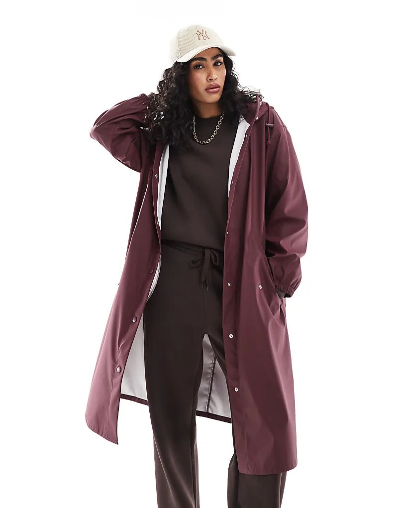 

Прорезиненная парка-дождевик бордового цвета ASOS DESIGN