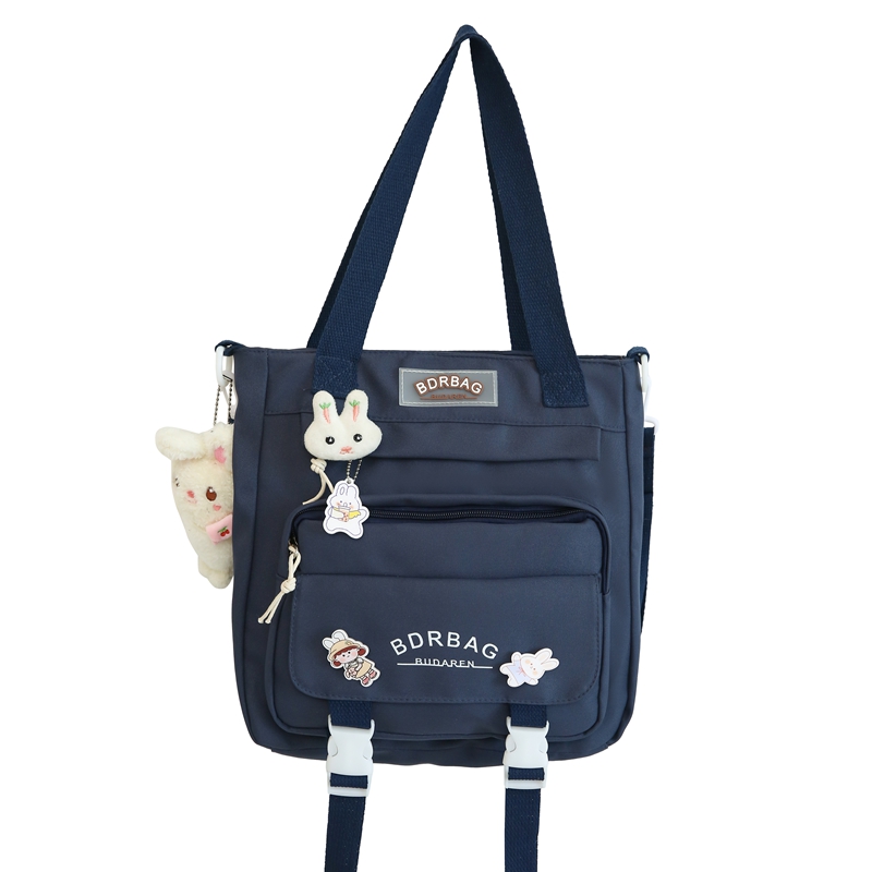 

Deli Bear Нейлоновый рюкзак женский, Blue Shoulder Bag with Rabbit Charm