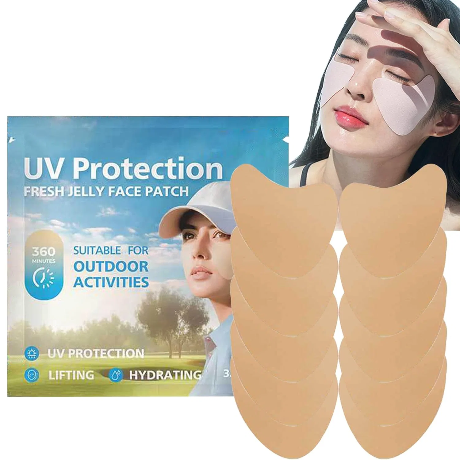 Патчи для лица от солнца 5 пар, UV защита