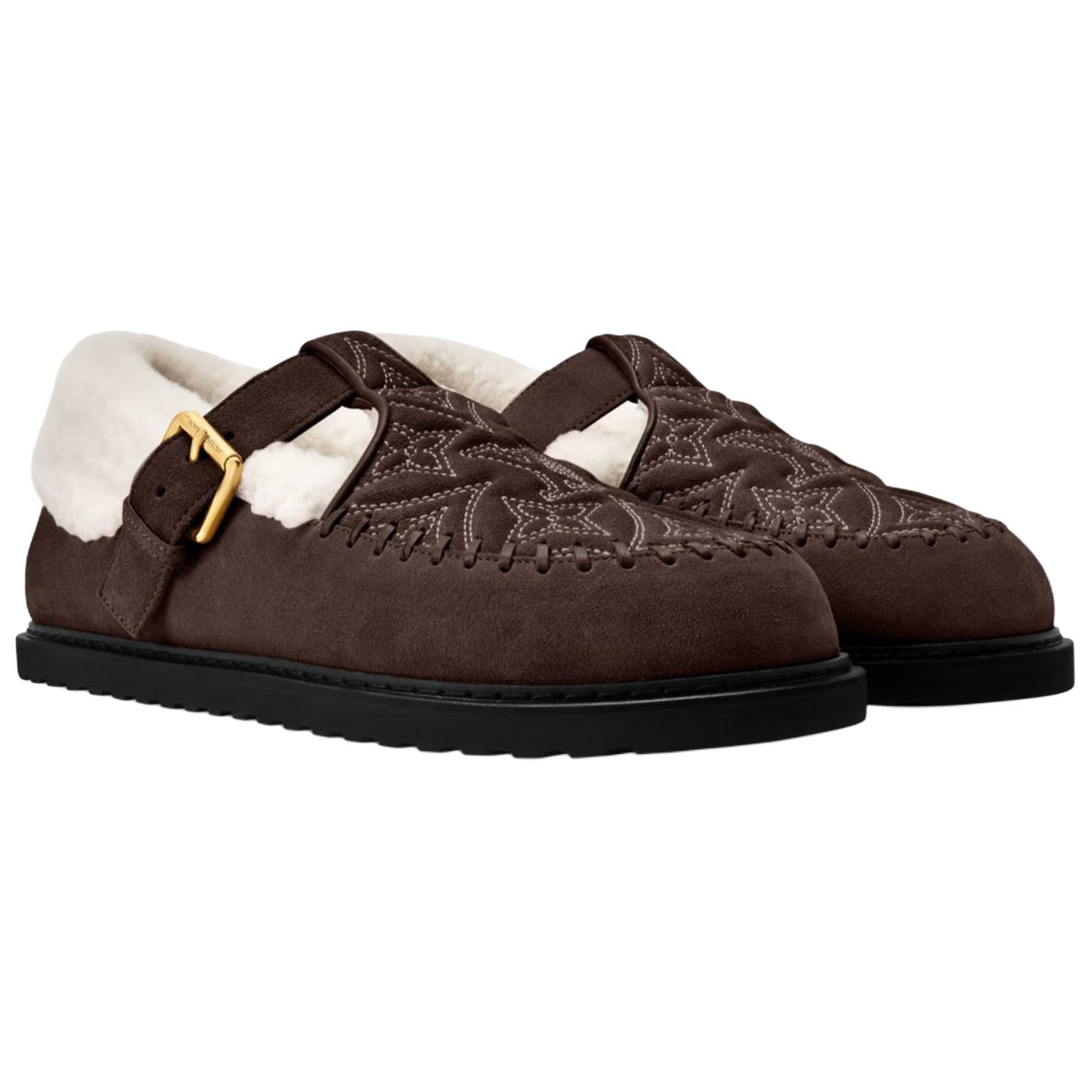 LOUIS VUITTON Grace Coddington Collaboration, Kitten Catogram Collection, туфли-мэри джейн на плоской подошве, женские, Dark Brown — фото 4