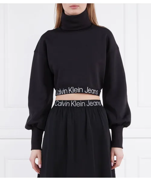 

Водолазка с контрастной лентой и свободным воротником Regular fit Calvin Klein Jeans, черный