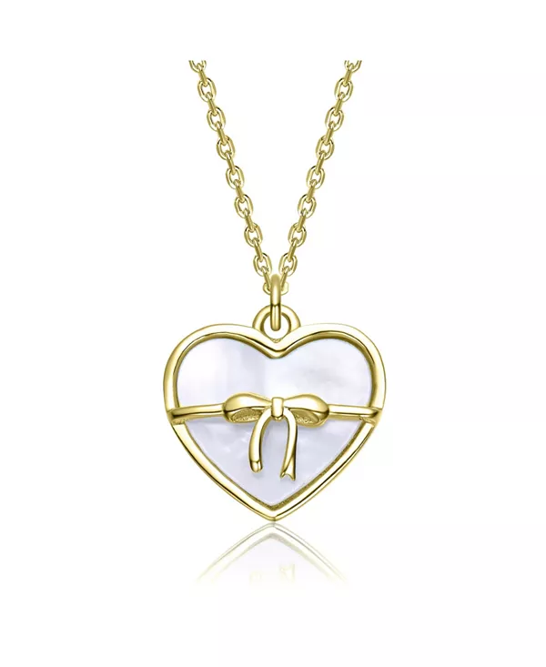 

Детское ожерелье с подвеской в виде бантика, покрытое 14-каратным золотом и белым перламутром или синей эмалью. Gigigirl, white