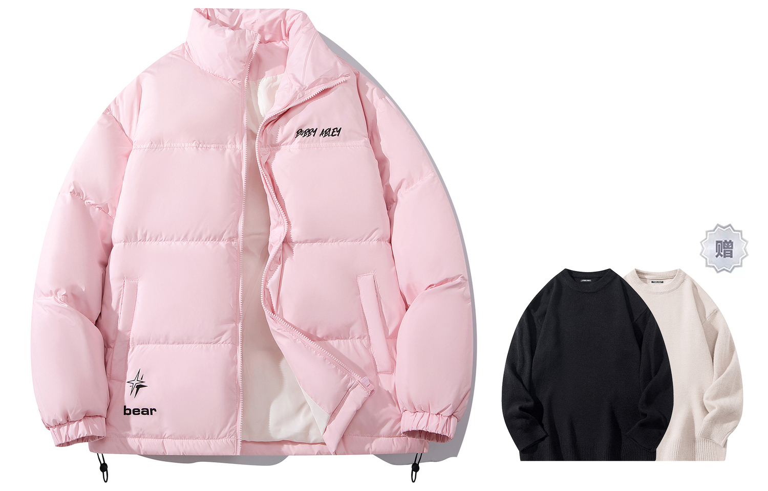 

BOBBY ABLEY Унисекс пуховик, Pink (Comes with Sweater)