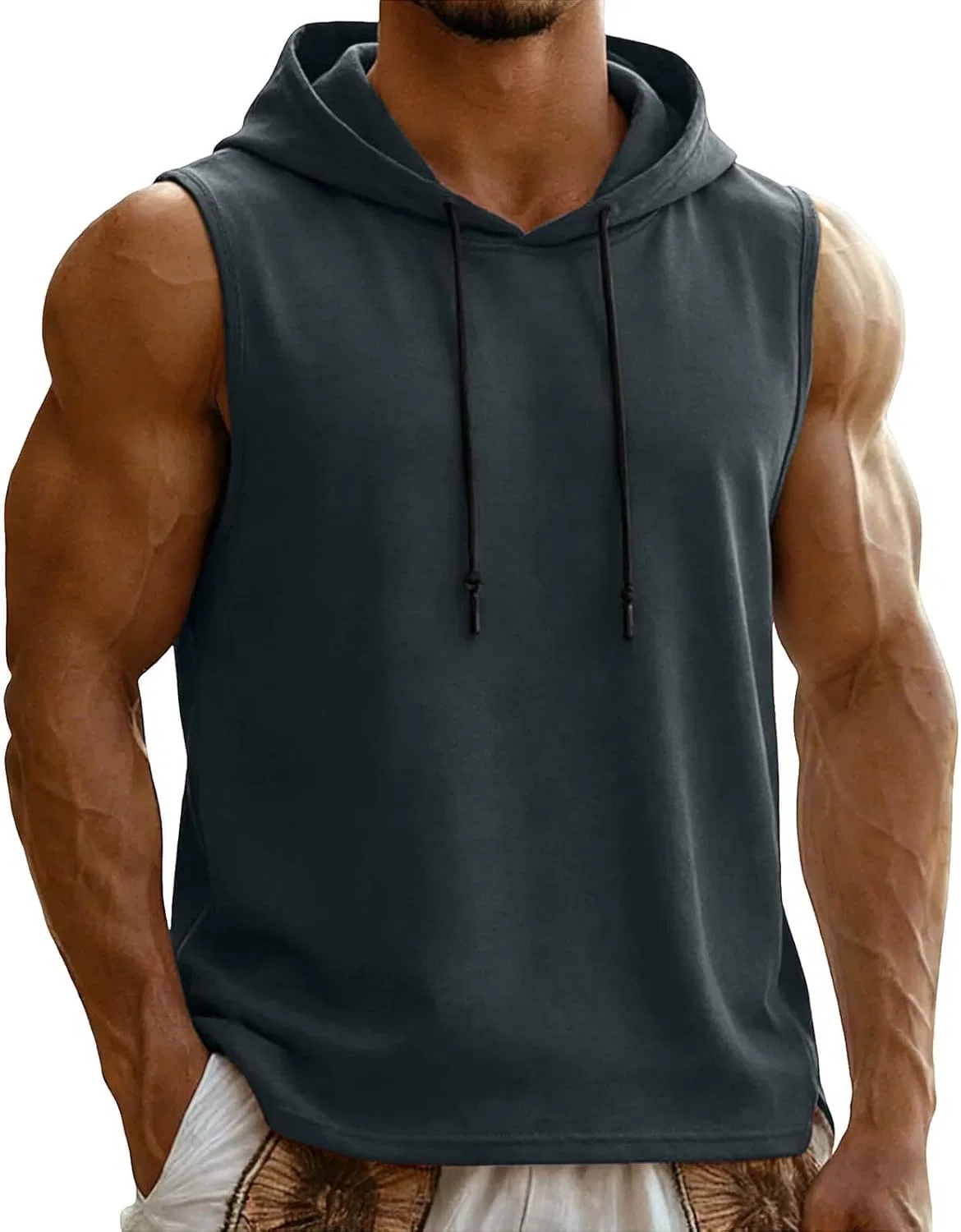Майка мужская с капюшоном Generic, Dark Gray