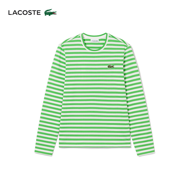 

Футболка полосатая женская Lacoste с цветными блоками, белый / зеленый