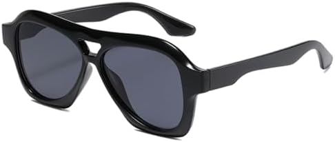 

Ретро-солнцезащитные очки с двойной перемычкой для женщин, модные, с гелевой оправой, с защитой от УФ-излучения UV400, модные большие солнцезащитные очки для мужчин MTZJH, Black Gray