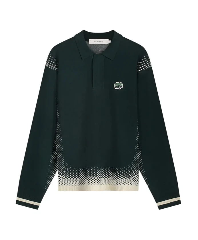 

Вязаная рубашка-поло с градиентным переходом цвета, черная. Filling Pieces, мультиколор