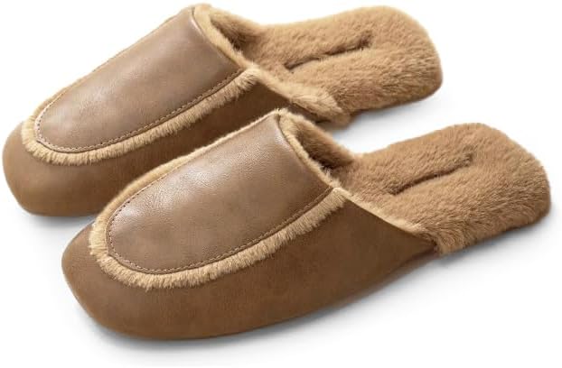 

Женские и мужские закрытые тапочки Yafirgeer с роскошной подкладкой из флиса, тихие элегантные домашние шлепанцы-сандалии, Caramel