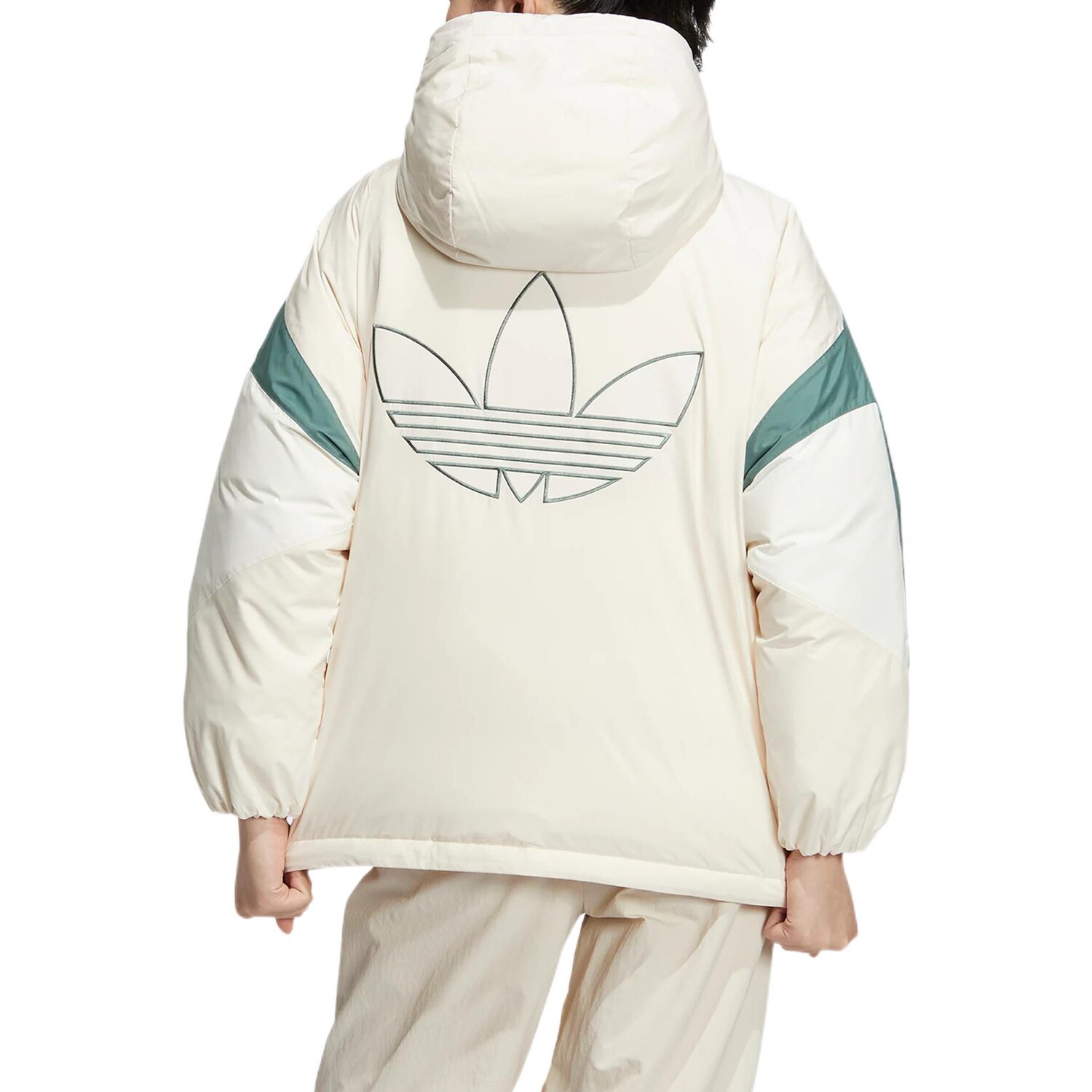 COLORBLOCK DOWN пуховик женский белый/зеленый Adidas Originals — фото 3