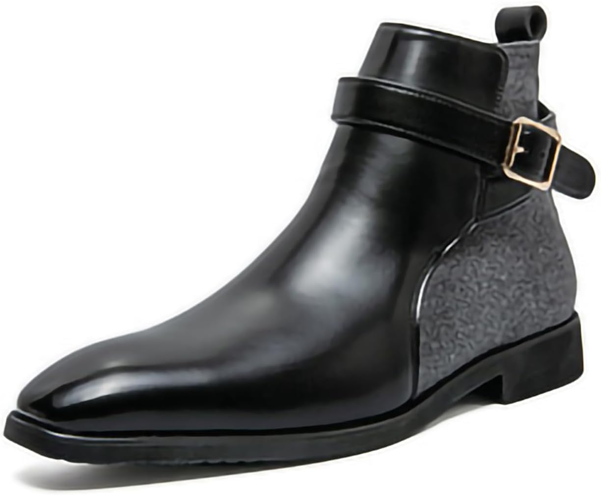 

Мужские ботинки Челси повседневные удобные слипоны с отделкой для мужчин, высокие ботинки до щиколотки из искусственной кожи Generic, черный