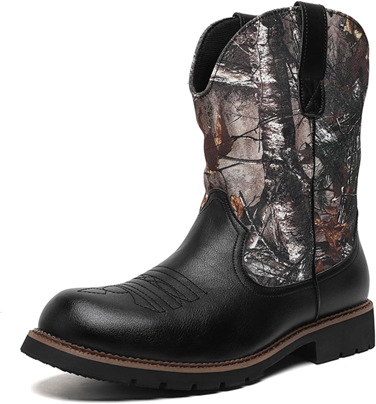 

Мужские ковбойские сапоги SPWAGYM, на пятку, с ретро-дизайном в стиле кантри, с закругленным носком, черный