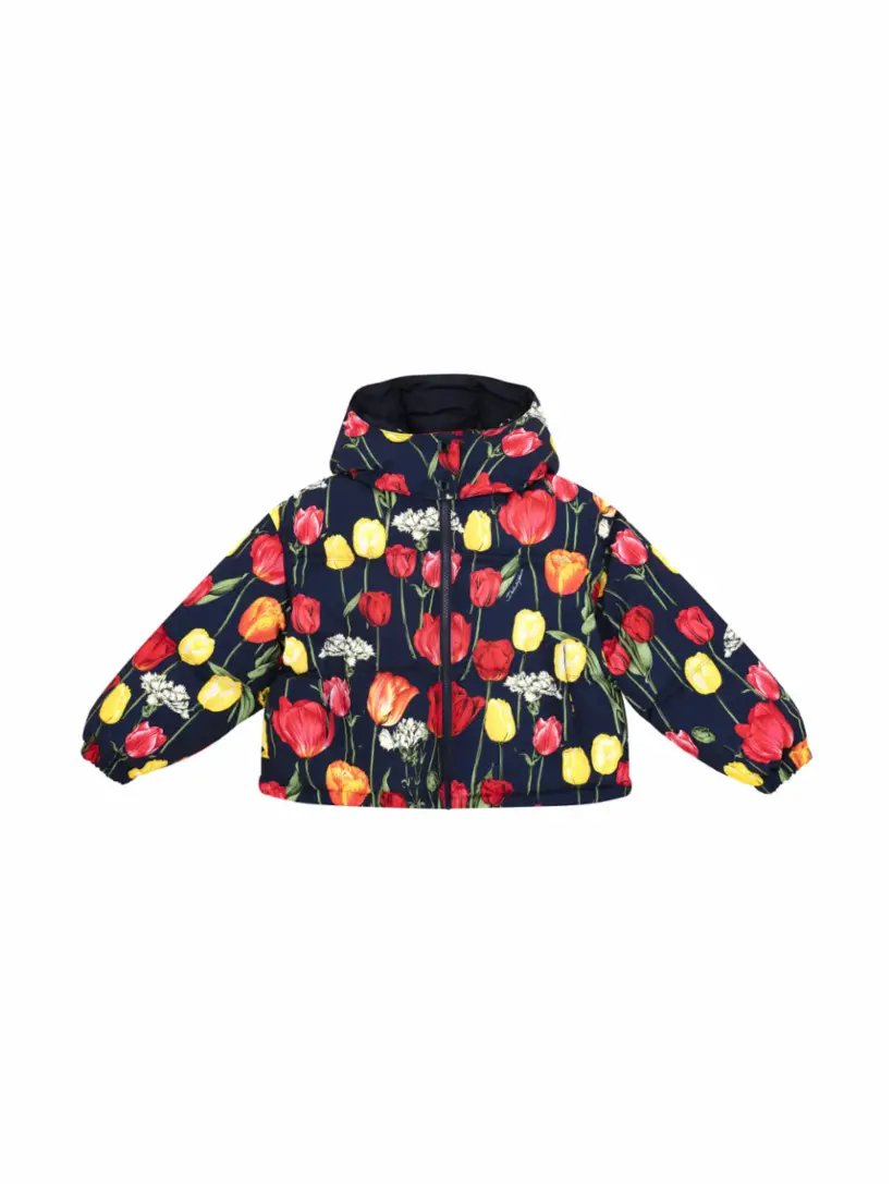 

Стеганый пуховик с цветочным принтом Dolce&Gabbana, мультиколор