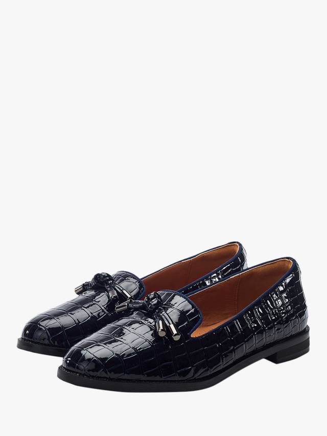 Fillipa Patent Mocc Croc Loafers с узлом и кисточкой Moda in Pelle, Navy — фото 2