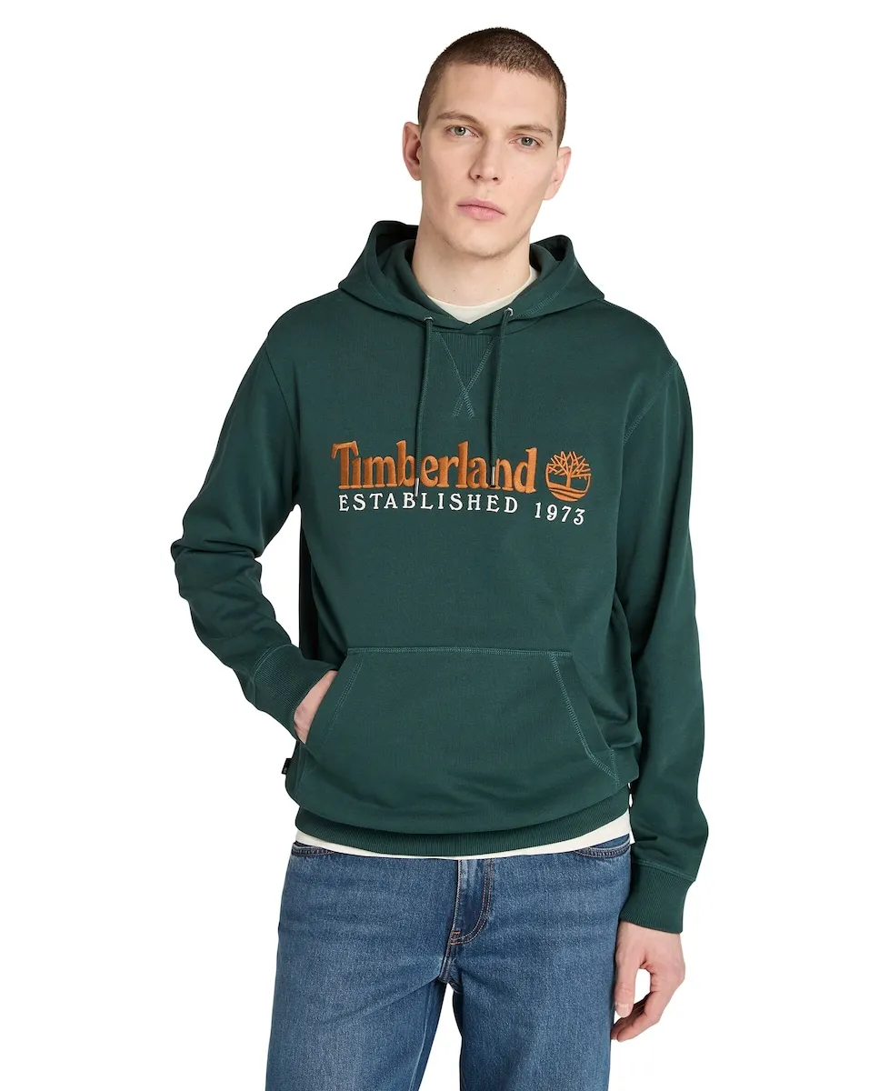

Мужская толстовка с капюшоном с вышитым логотипом Timberland, темно-зеленый