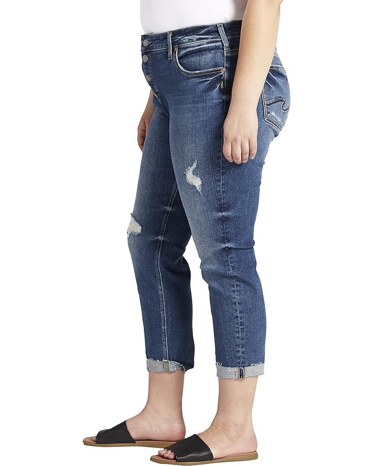 

Джинсы Silver Jeans Co. Plus Size Boyfriend Mid-Rise Slim Leg Jeans W27344EAE261, индиго