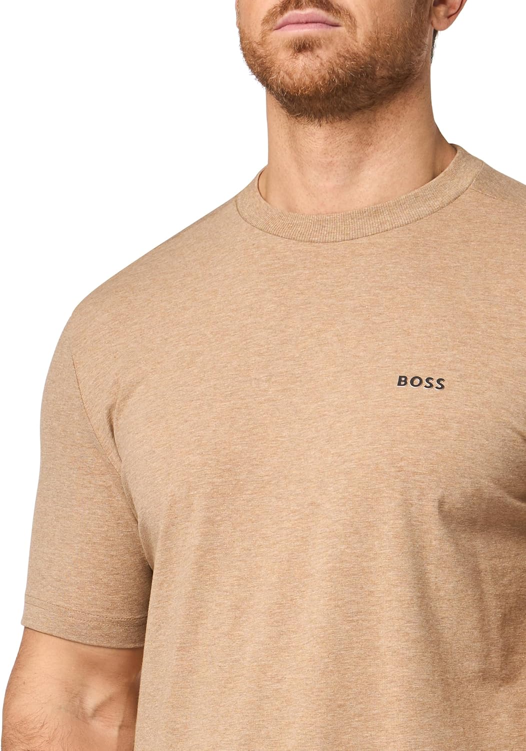 Футболка BOSS Men's Contrast Logo из хлопка и эластичного хлопка, Turtledove — фото 3