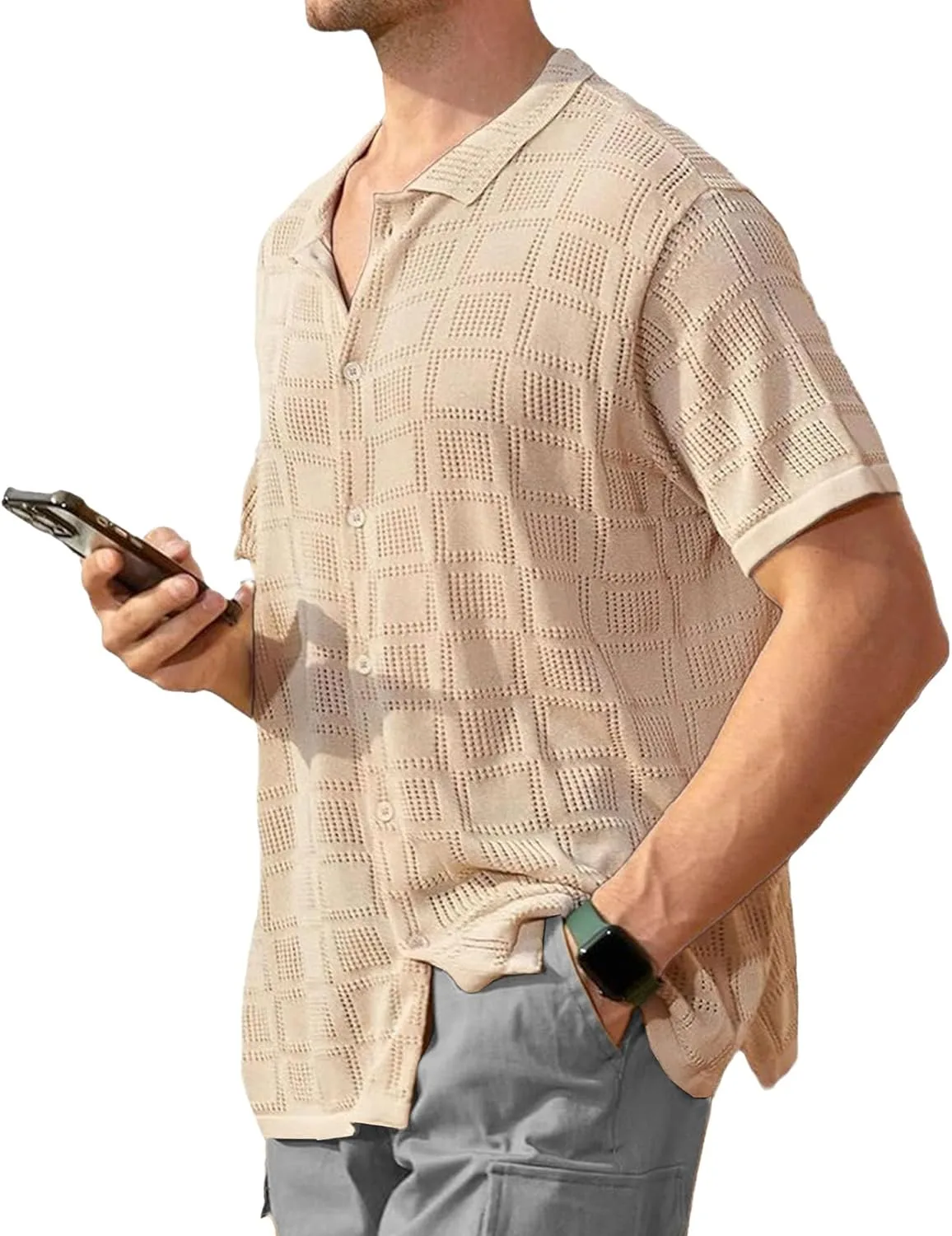 

Мужская летняя кардиган-рубашка Single Breasted в стиле Urban Zylphorix