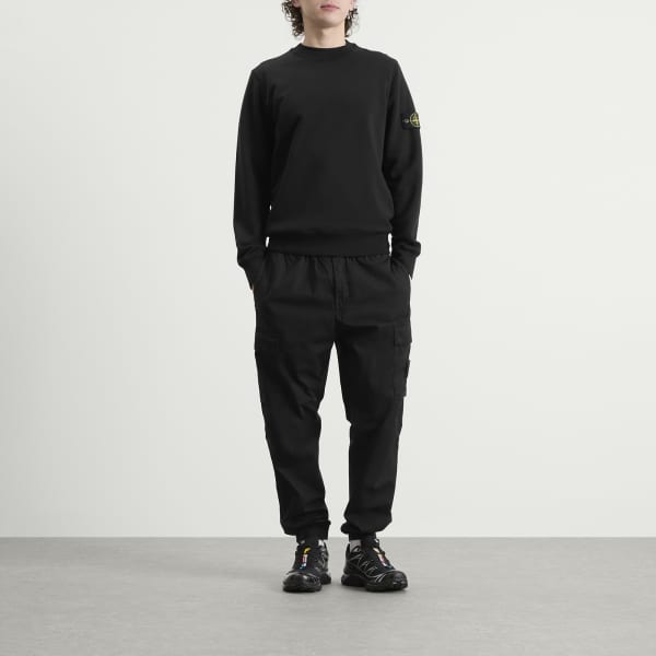 Толстовка с круглым вырезом, окрашенная в готовом виде Stone Island, черный — фото 4