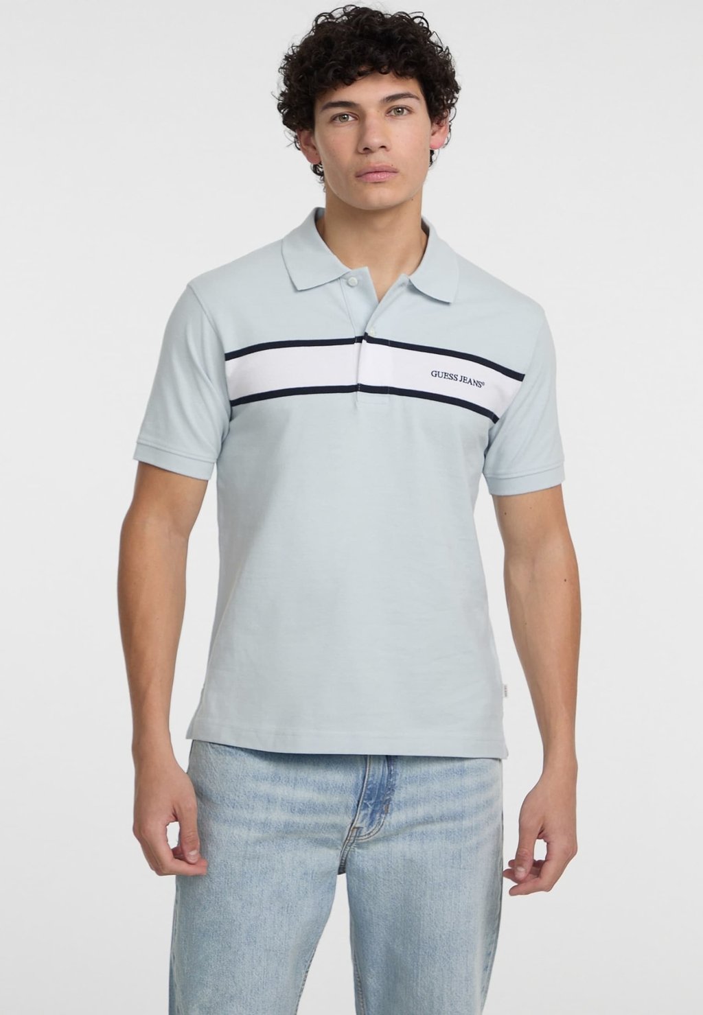 

Рубашка поло Guess Jeans, светло-голубой