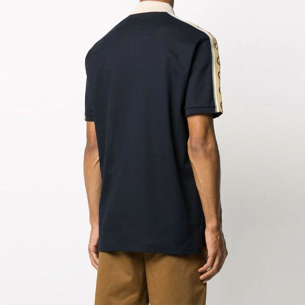 Футболка interlock double g stripe polo shirt navy blue Gucci, синий — фото 3