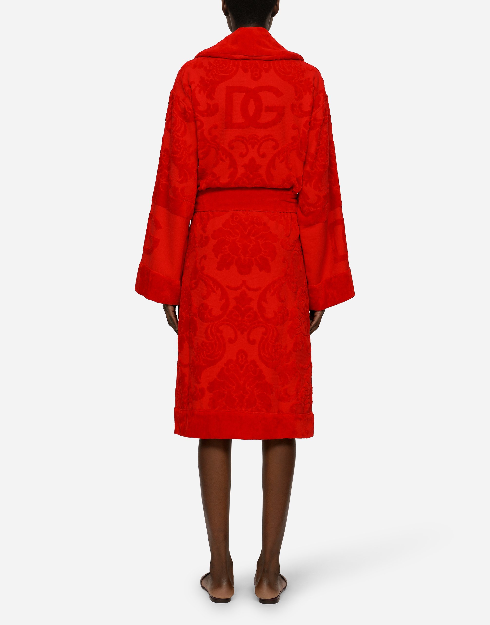 Банный халат из жаккардового махрового хлопка Dolce & Gabbana, мультиколор — фото 4
