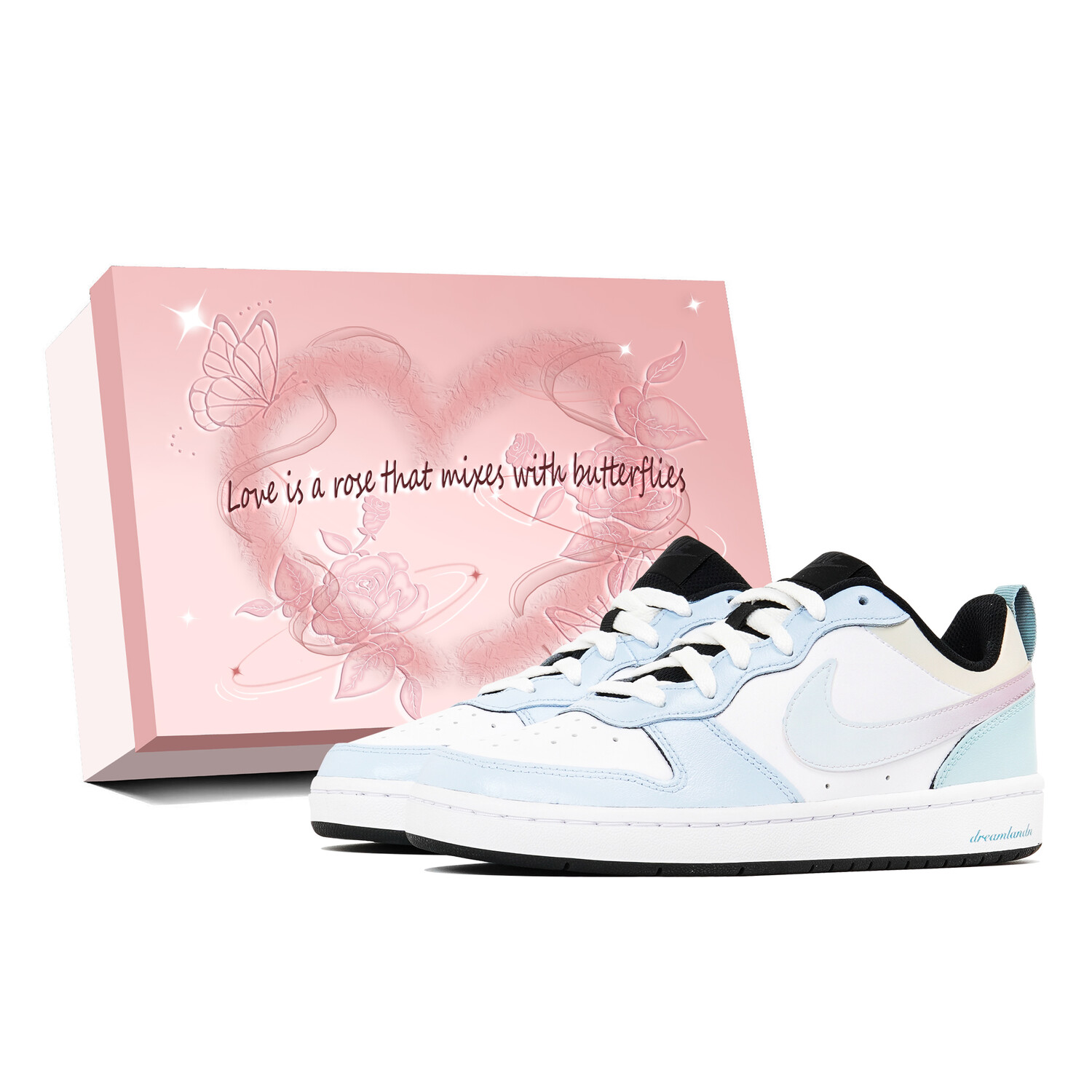 

Кроссовки Nike Court Borough Skateboard Shoes Women's Low-Top White Pink, Розовый, Кроссовки Nike Court Borough Skateboard Shoes Women's Low-Top White Pink